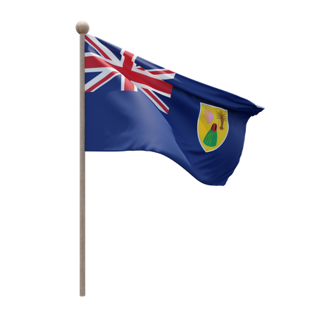 Turks and Caicos Islands Flagpole  3D Flag