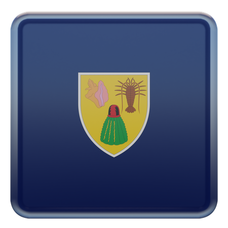 Turks and Caicos Islands Square Flag  3D Icon