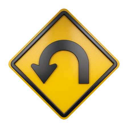 Turn Around Sign  3D Icon