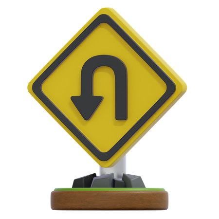 TURN BACK LEFT SIGN  3D Icon