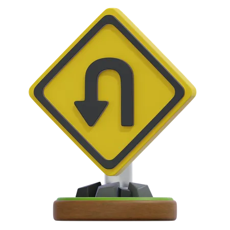 TURN BACK LEFT SIGN  3D Icon