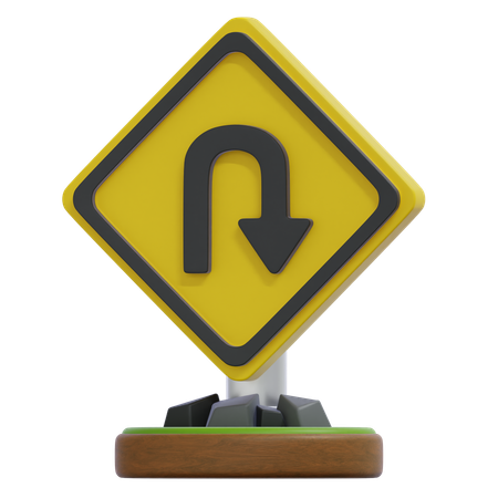 TURN BACK RIGHT SIGN  3D Icon