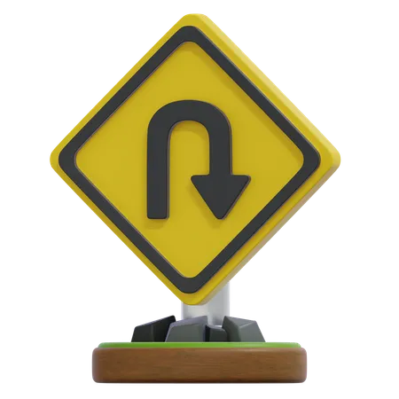 TURN BACK RIGHT SIGN  3D Icon