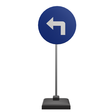 Turn Left A Head Sign  3D Icon