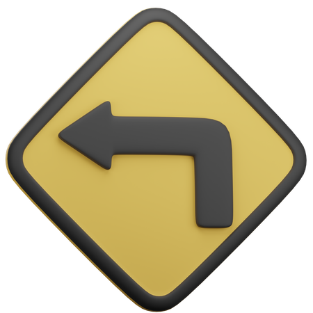 Turn Left Ahead  3D Icon