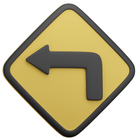 Turn Left Ahead  3D Icon