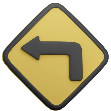 Turn Left Ahead  3D Icon