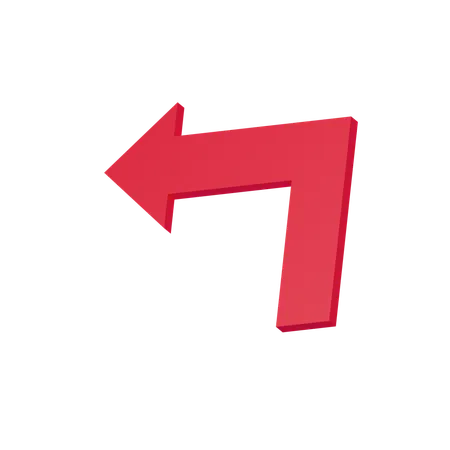Flat Turn Left Arrow 3 D Icon 3D Icon