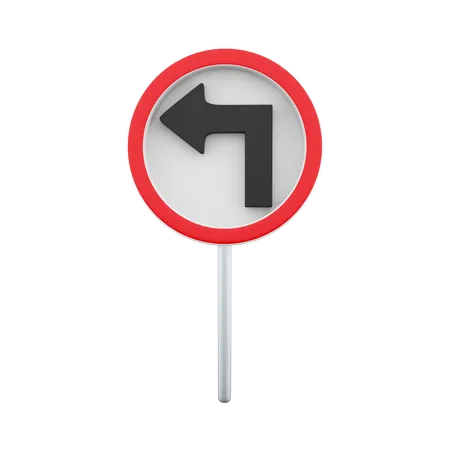 3 D Render Traffic Sign Turn Left Ahead Sign On White Background 3 D Rendering Turn Left Ahead Sign Cartoon Icon 3D Icon