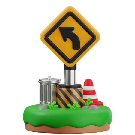Turn Left Sign  3D Icon