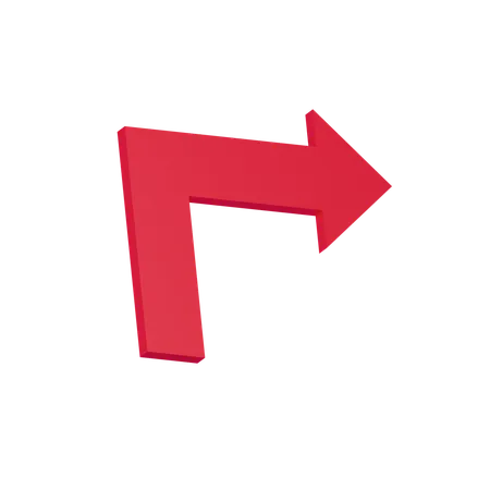 Flat Turn Right Arrow 3 D Icon 3D Icon