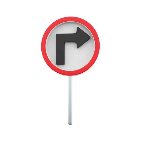 3 D Render Turn Right Traffic Road Sign 3 D Rendering Turn Right Traffic Road Sign Cartoon Icon 3D Icon