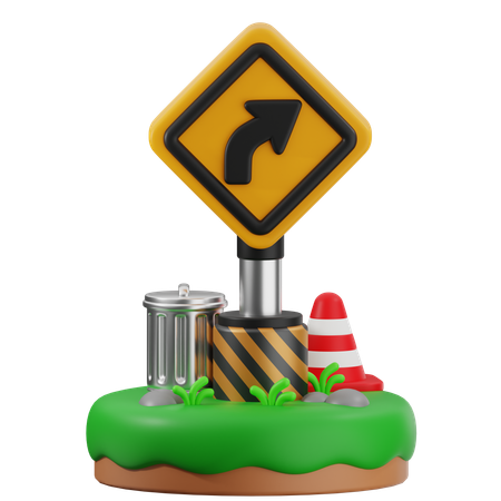 Turn Right Sign  3D Icon