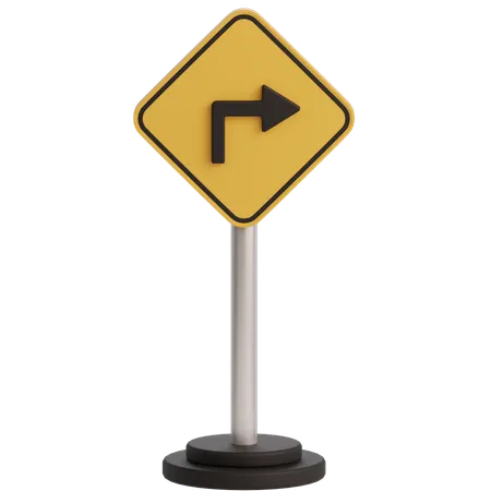 Turn Right Sign  3D Icon