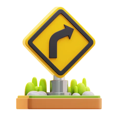 Turn right sign  3D Icon