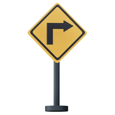 Turn Right Sign  3D Icon