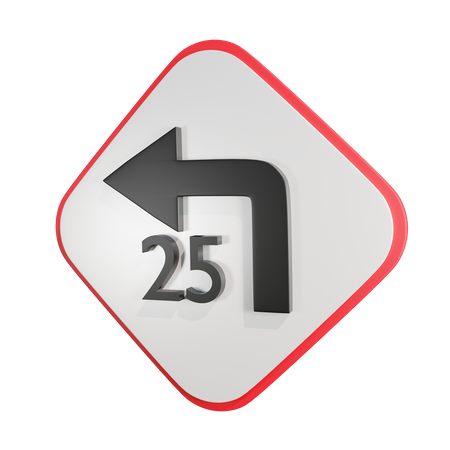 Turn with Advisory Speed  3D Icon