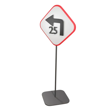 Turn with Advisory Speed  3D Icon