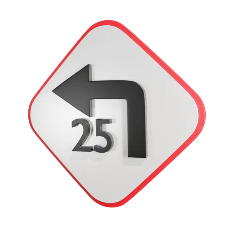 Turn with Advisory Speed  3D Icon