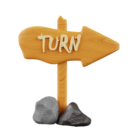 Turn Wood Sign  3D Icon