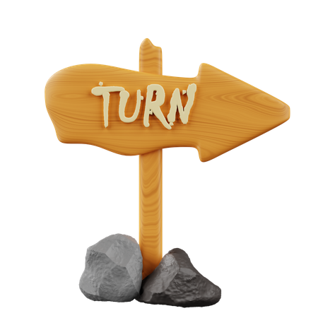 Turn Wood Sign  3D Icon