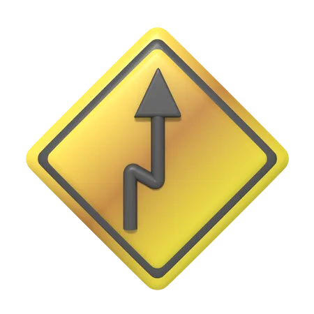 Turning Road Sign  3D Icon