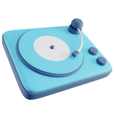 Turntable 3 D Icon With Blue Color 3D Icon