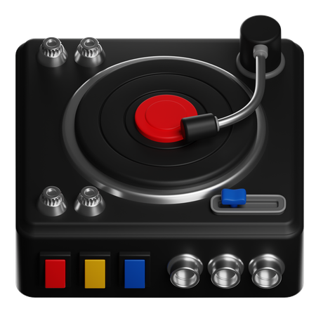 Turntable With Vinyl Record And Audio Controls  3D Icon