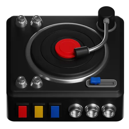 Turntable With Vinyl Record And Audio Controls  3D Icon