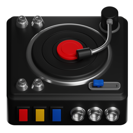 Turntable With Vinyl Record And Audio Controls  3D Icon