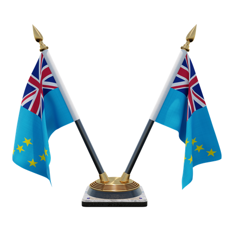 Tuvalu - Doppelter Tischflaggenständer  3D Flag