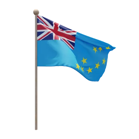 Tuvalu Flag Pole  3D Flag