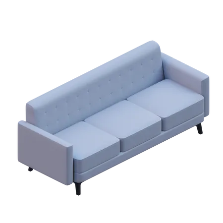 3 D Design Element Of Three Seater Sofa With Arm 3D Icon