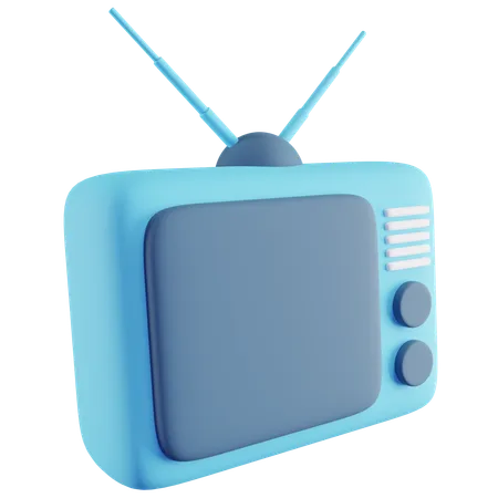Tv 3 D Icon With Blue Color 3D Icon