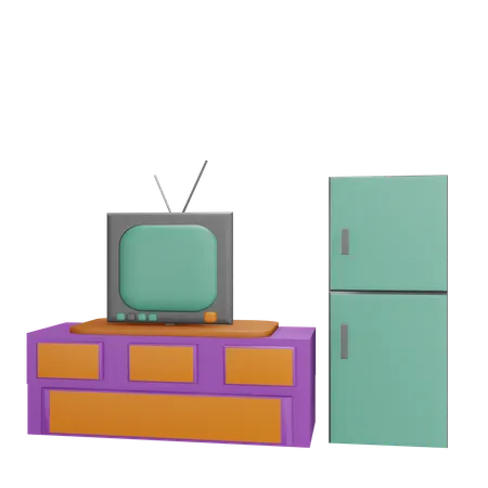 Tv Drawer And Fridge  3D Icon