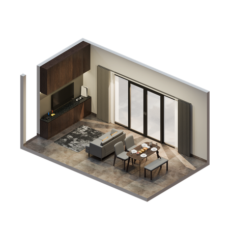 Tv Room  3D Illustration