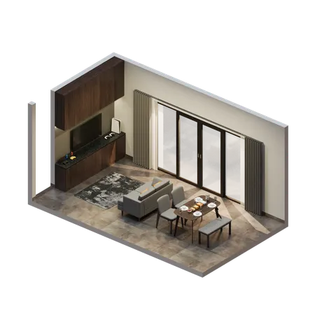 Tv Room  3D Illustration
