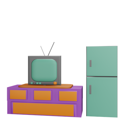 TV-Schublade und Kühlschrank  3D Icon