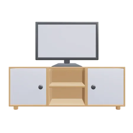 Tv And Rack Home Furniture Illustration With Transparent Background 3D Icon