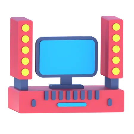 Tv With Music System  3D Icon