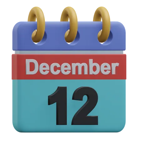 Twelve December Calendar 3 D Icon Illustration With Transparent Background 3D Icon