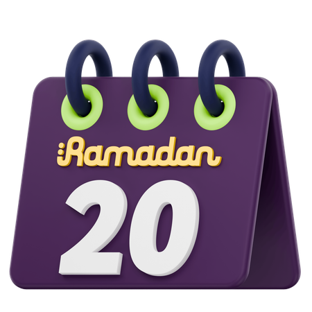 Twentieth Day Of Ramadan Calendar Ramadan Celebration  3D Icon