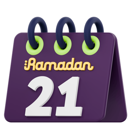 Twenty First Day Of Ramadan Calendar Ramadan Celebration  3D Icon