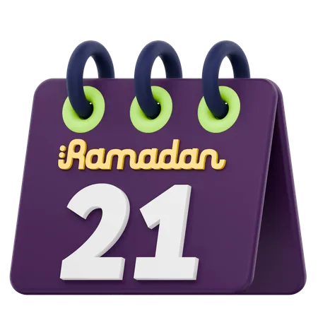 Twenty First Day Of Ramadan Calendar Ramadan Celebration  3D Icon