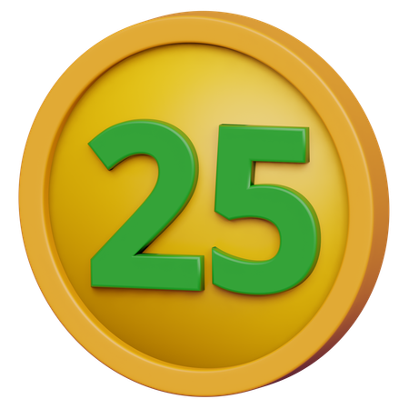 Twenty Five Coin  3D Icon