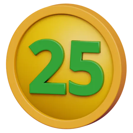 3 D Coin With Twenty Five Number Money Currency 3 D Coin Illustration 3D Icon