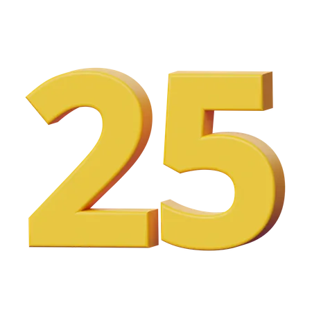 3 D Twenty Five Number Illustration 3D Icon