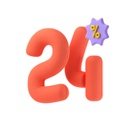 Twenty Four Percent Discount  3D Icon