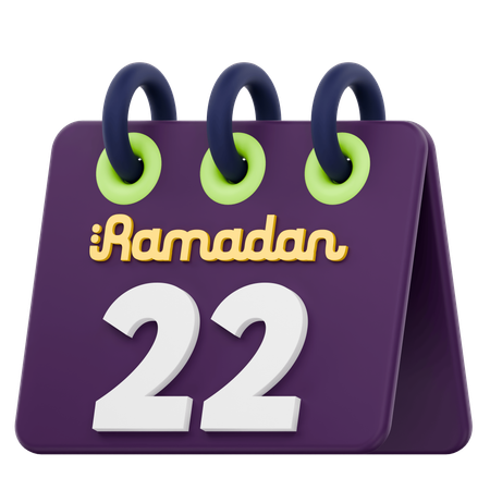 Twenty Second Day Of Ramadan Calendar Ramadan Celebration  3D Icon