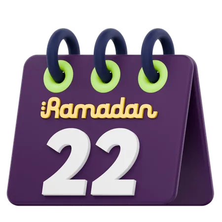 Twenty Second Day Of Ramadan Calendar Ramadan Celebration  3D Icon